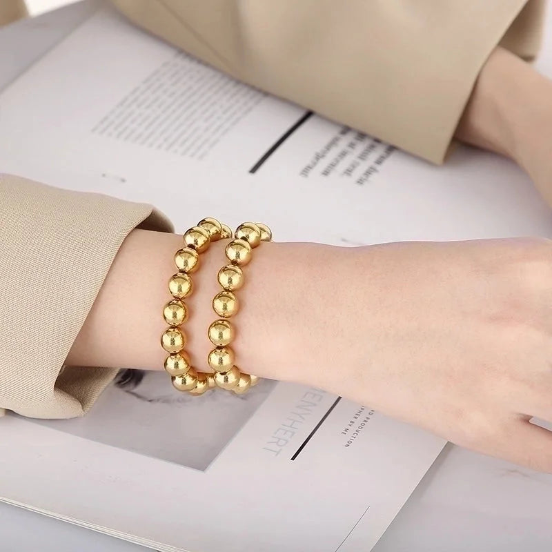 Casual Minimalist Geometric Stainless Steel 18K Gold Plated Bracelets In Bulk