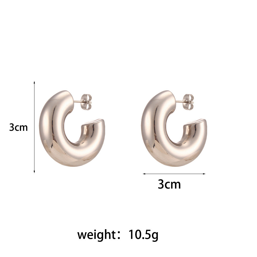 Fashion Round Geometric Stainless Steel 18K Gold Plated Earrings