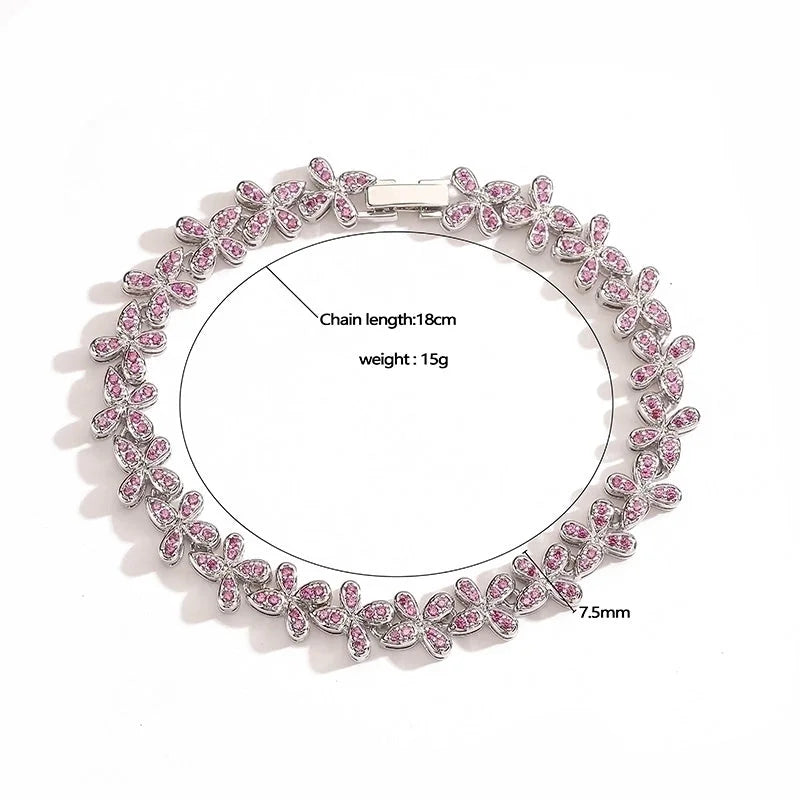 Copper 18K Gold Plated Plating Inlay Butterfly Zircon Bracelets Necklace