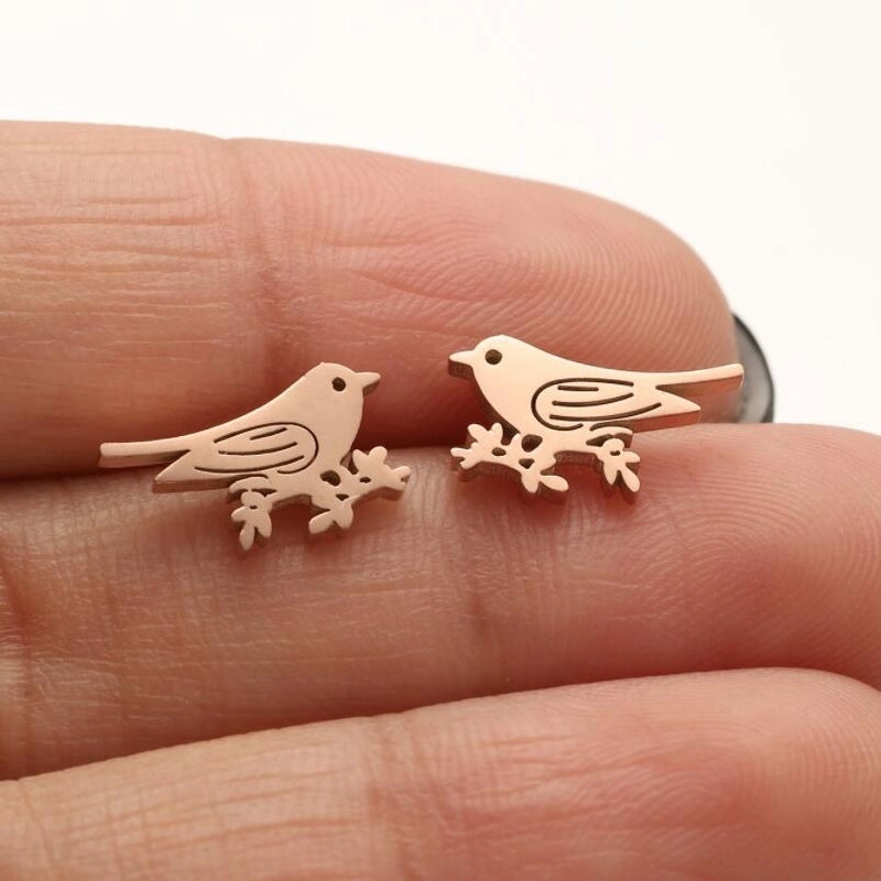 1 Pair Minimalist Bird Plating 304 Stainless Steel 18K Gold Plated Ear Studs