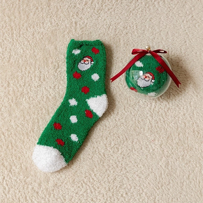 Women's Minimalist Christmas Tree Santa Claus Snowman Cotton Jacquard Crew Socks