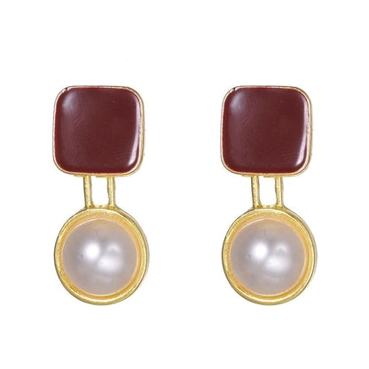 1 Pair Modern Style Geometric Plating Imitation Pearl Drop Earrings Ear Studs