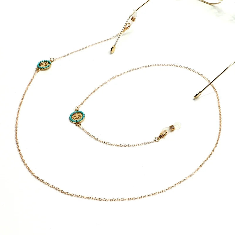 Fashionable Simple Turquoise Life Tree Golden Color-protection Chain Glasses Rope Anti-lost Metal Glasses Chain
