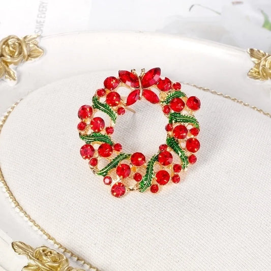 Fashion Pin Wreath Alloy Plating Inlay Rhinestones Women'S Brooches
