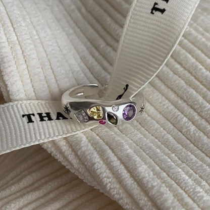 Vacation Sweet Star Heart Shape Copper Inlay Zircon Rings