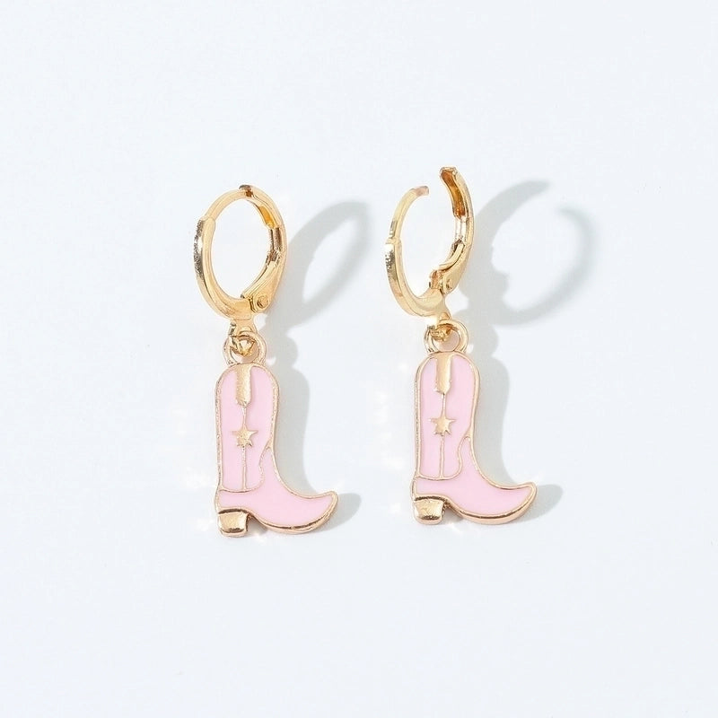 6 Pieces Fashion Style Earrings Western Cowboy Girl Oil Drop Boots Earrings High Heels Earring