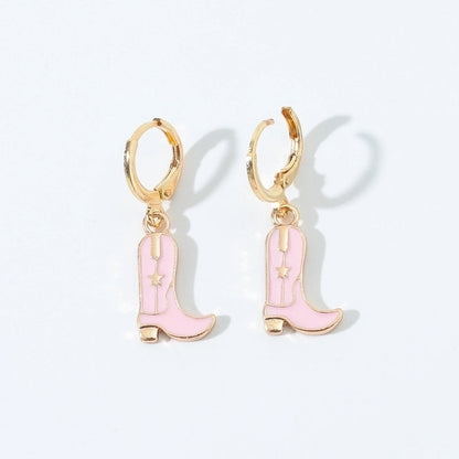 6 Pieces Fashion Style Earrings Western Cowboy Girl Oil Drop Boots Earrings High Heels Earring