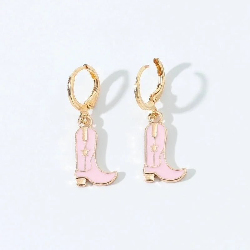 6 Pieces Fashion Style Earrings Western Cowboy Girl Oil Drop Boots Earrings High Heels Earring