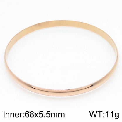 Minimalist Round Stainless Steel 18K Gold Plated Bangle In Bulk