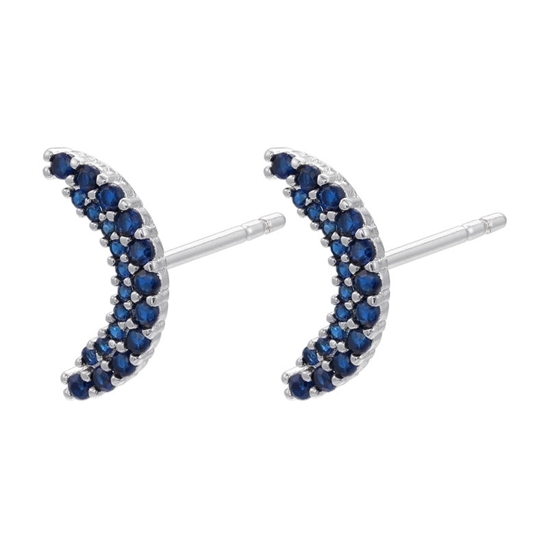 Cute Geometric Moon Flower Copper Artificial Gemstones Copper Earrings