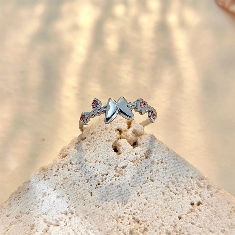 Elegant Vintage Style Geometric Butterfly 304 Stainless Steel Plating Open Rings