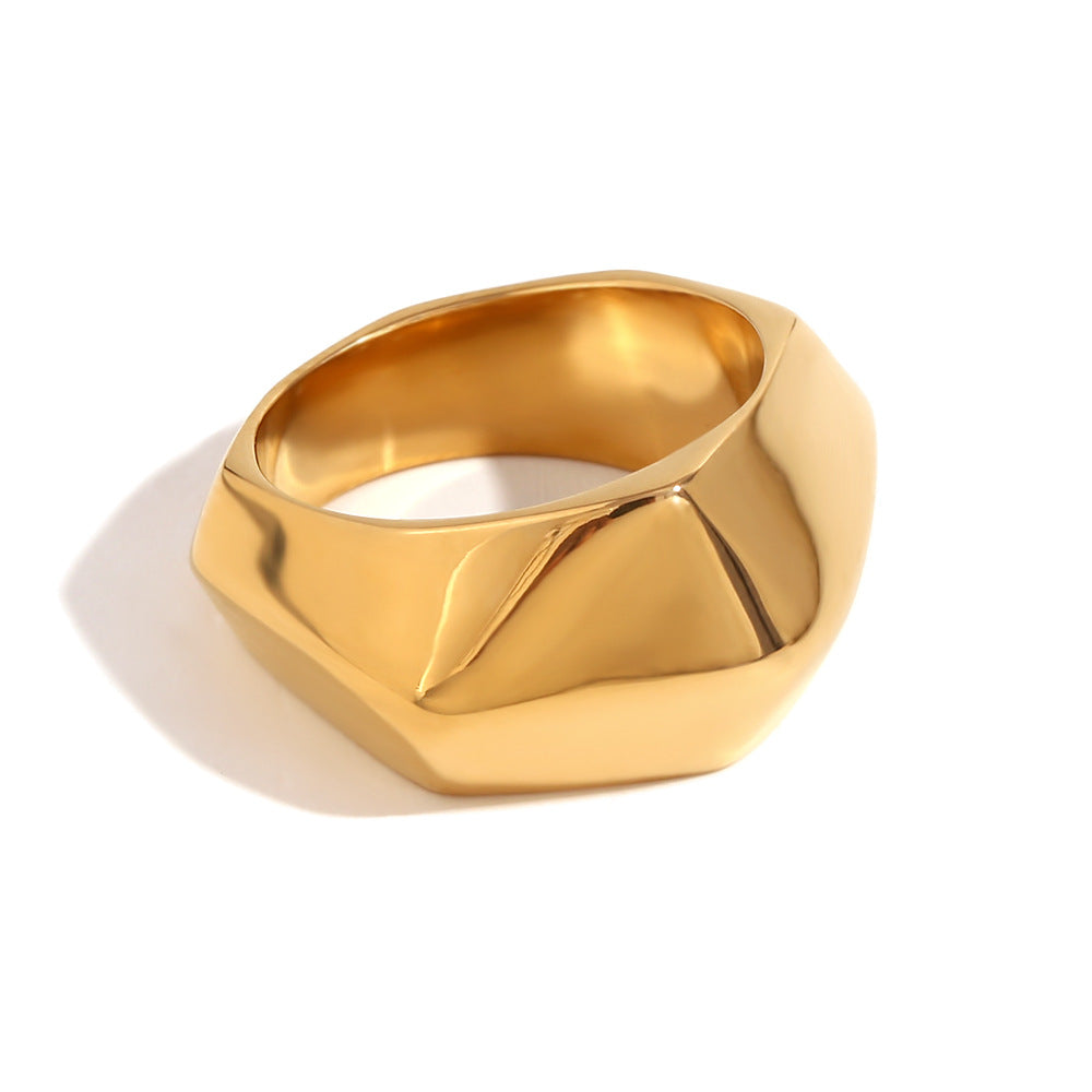 Minimalist Circle Geometric Stainless Steel 18K Gold Plated Rings