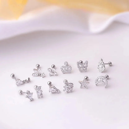 Ear Cartilage Rings & Studs Fashion Crown 316L Stainless Steel Copper Plating