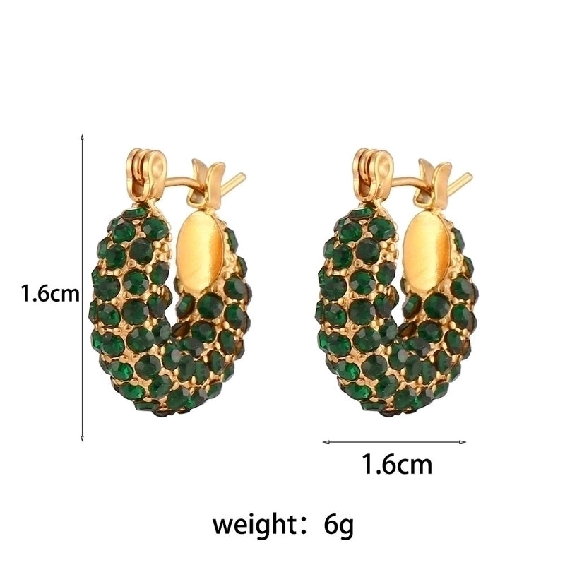 1 Pair Fashion Geometric Plating 304 Stainless Steel Zircon 18K Gold Plated Earrings