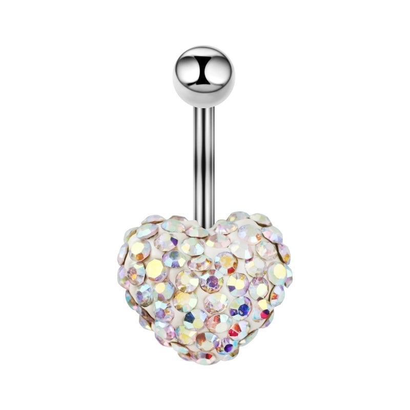 1 Piece Belly Rings Sexy Cool Style Heart Shape 316L Stainless Steel Alloy Plating Rhinestones