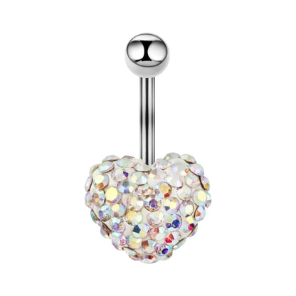 1 Piece Belly Rings Sexy Cool Style Heart Shape 316L Stainless Steel Alloy Plating Rhinestones