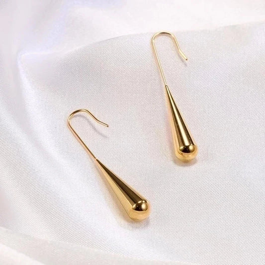 1 Pair Casual Elegant Minimalist Solid Color Polishing Plating Stainless Steel 18k Gold Plated Drop Earrings