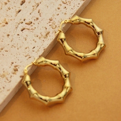 1 Pair Retro Minimalist C Shape U Shape Solid Color Plating Titanium Steel 18k Gold Plated Earrings