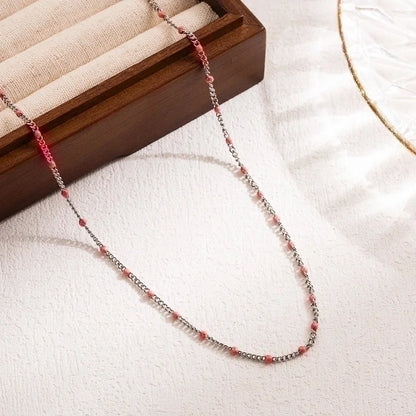 Casual Vacation Round Stainless Steel Enamel 18k Gold Plated Necklace