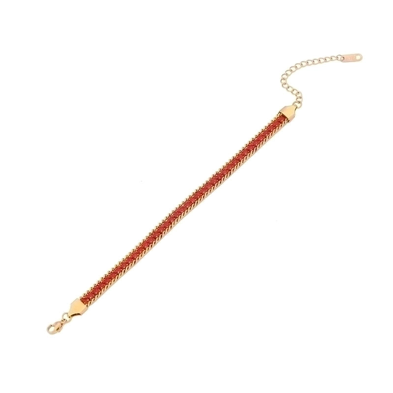 IG Style Minimalist Commute Solid Color Stainless Steel 18K Gold Plated Artificial Rhinestones Bracelets In Bulk