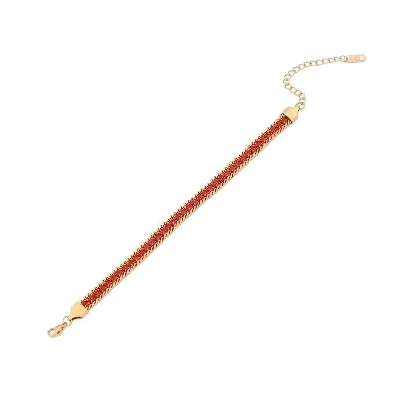 IG Style Minimalist Commute Solid Color Stainless Steel 18K Gold Plated Artificial Rhinestones Bracelets In Bulk