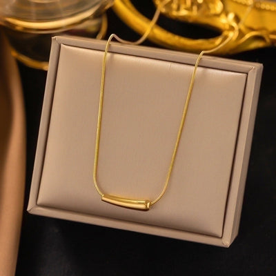 304 Stainless Steel 18K Gold Plated Minimalist Plating Inlay U Shape Heart Shape Acrylic Artificial Rhinestones Plastic Pendant Necklace