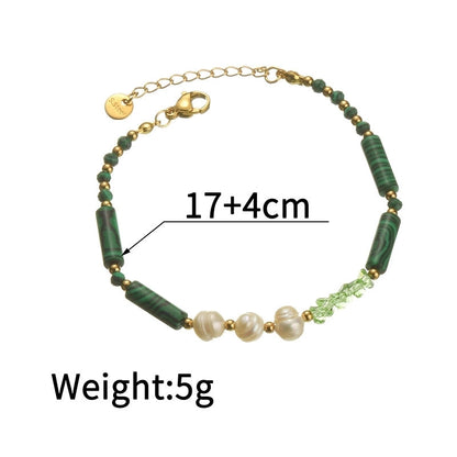Minimalist Classic Style Round 304 Stainless Steel Natural Stone Bracelets