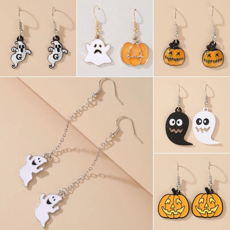 New Halloween Funny Pumpkin Ghosts Exaggerated Acrylic Earrings