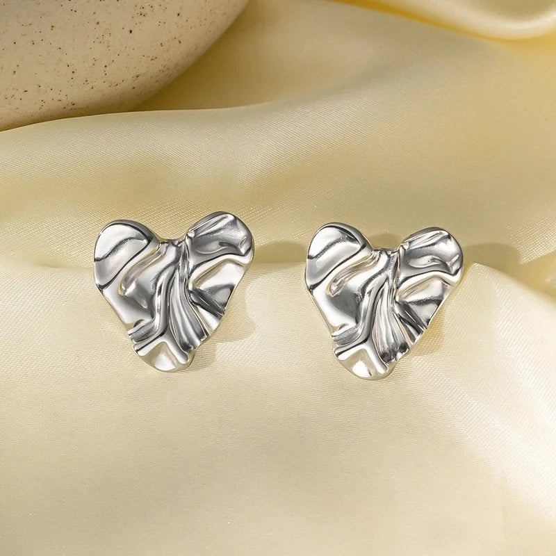 1 Pair Basic Modern Style Classic Style C Shape Irregular Heart Shape Irregular Plating 304 Stainless Steel Ear Studs
