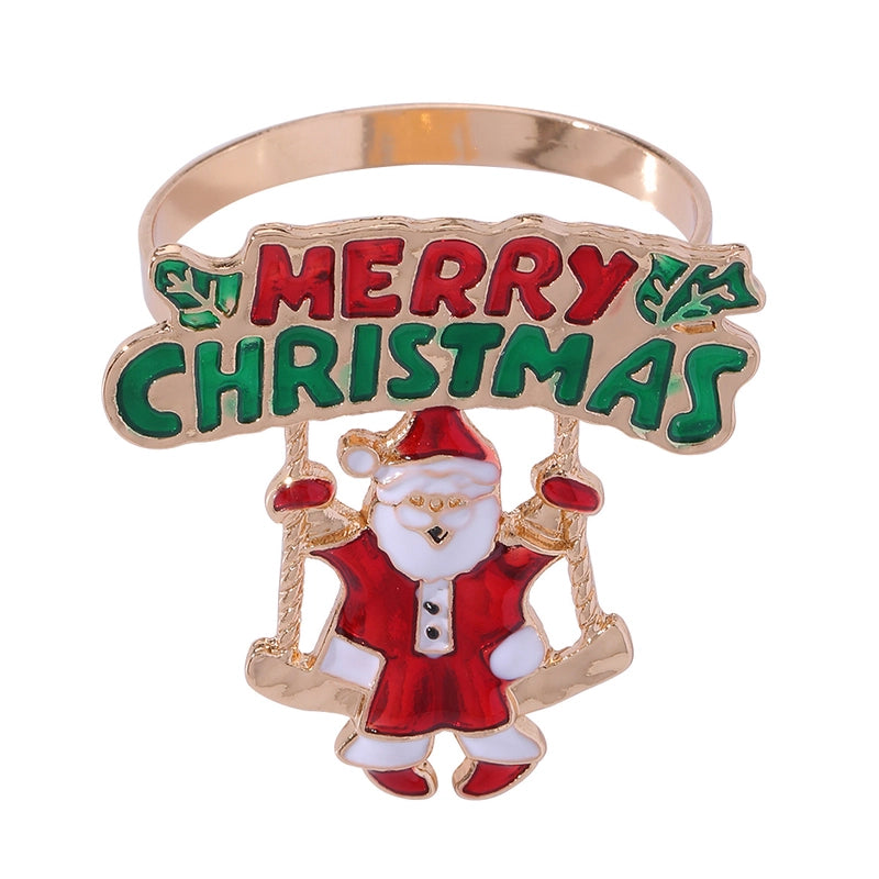 Christmas Cute Penguin Christmas Tree Santa Claus Alloy Napkin Rings 1 Piece