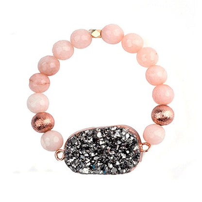 Elegant Geometric Solid Color Natural Stone Vug Stone Inlay Gem Bracelets