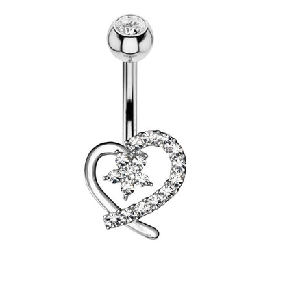 1 Piece Belly Rings Minimalist Heart Shape Wings Butterfly 316L Stainless Steel Copper Inlay Zircon
