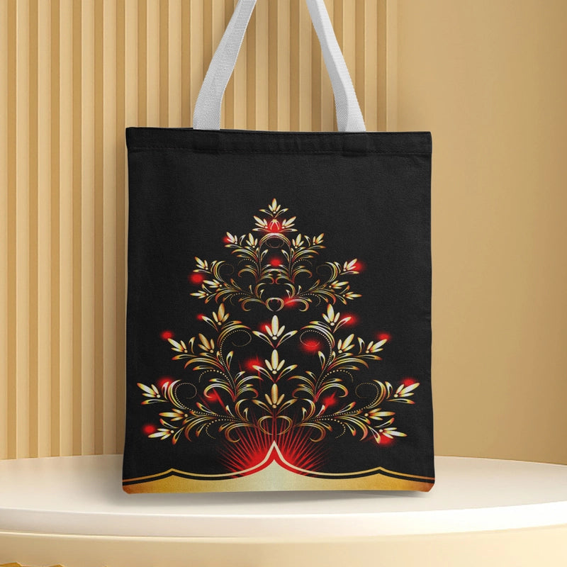 Christmas Unisex Polyester Christmas House Christmas Tree Santa Claus Cute Square Open Handbag