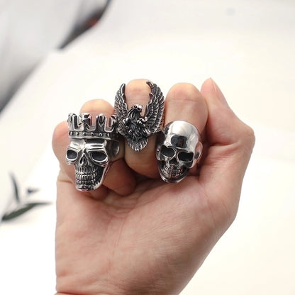 Vintage Style Punk Geometric Skull Stainless Steel Plating Halloween Men'S Rings
