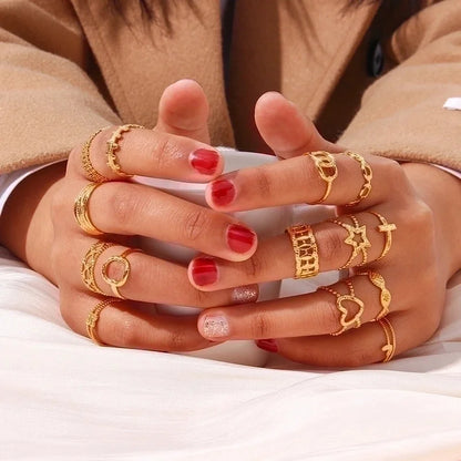 Fashion Geometric 304 Stainless Steel 18K Gold Plated Plating Open Ring