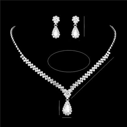 Fashion Water Droplets Flower Rhinestone Plating Rhinestone Bracelets Earrings Necklace