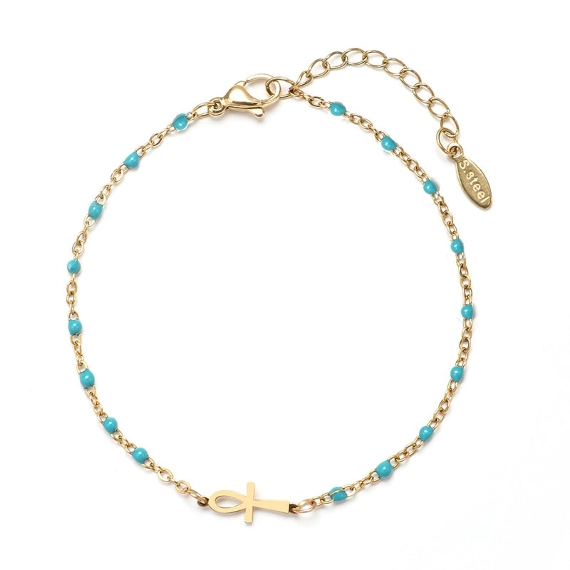 Minimalist Cross Stainless Steel Enamel Plating Bracelets