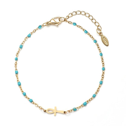 Minimalist Cross Stainless Steel Enamel Plating Bracelets