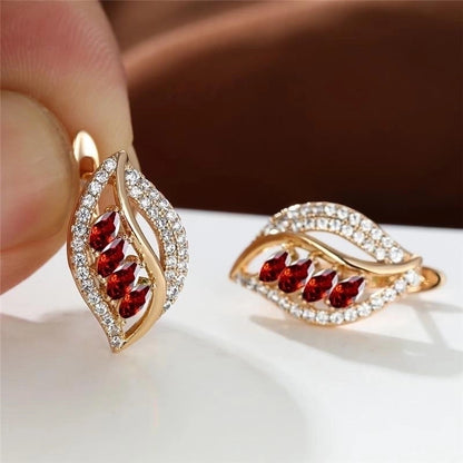 1 Pair Elegant Minimalist Leaf Plating Inlay Copper Zircon Earrings