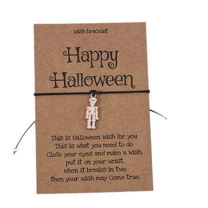 Halloween Pumpkin Ghost Skull Woven Bracelet Personalized Exaggerated Adjustable Hand Rope For Men And Women