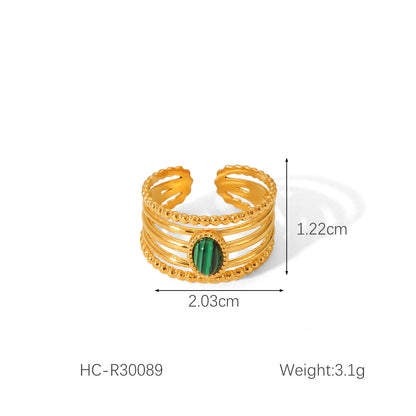 IG Style Open Ring Stripe Round Circle Geometric Stainless Steel Electroplating Rings