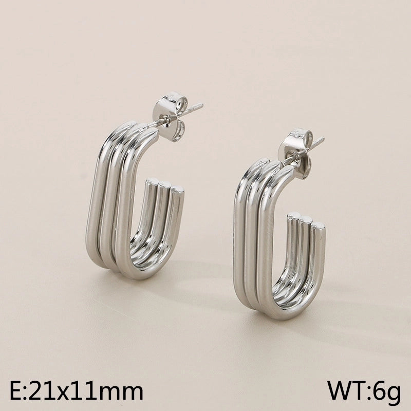 1 Pair Minimalist Solid Color Plating 304 Stainless Steel 18K Gold Plated Earrings