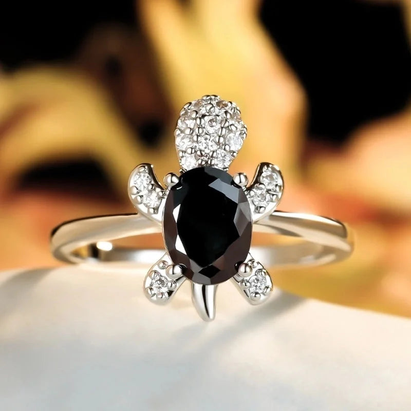 Minimalist Animal Copper Plating Inlay Artificial Gemstones Rings