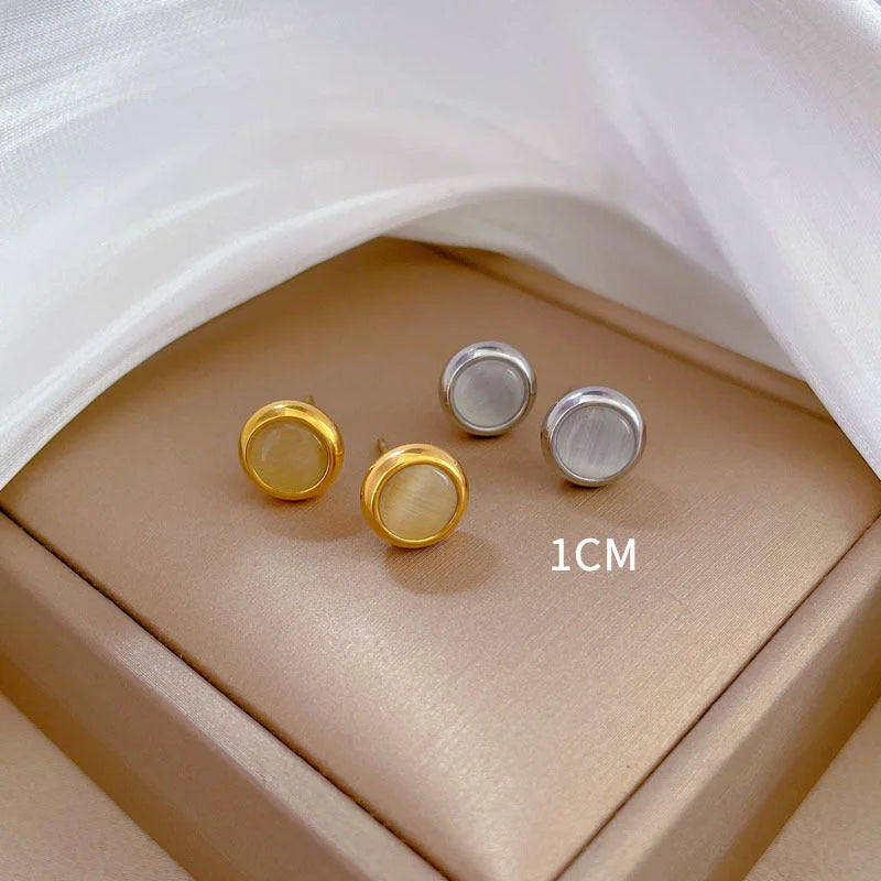 Korean Cosmos Geometric Titanium Steel Electroplating Earrings