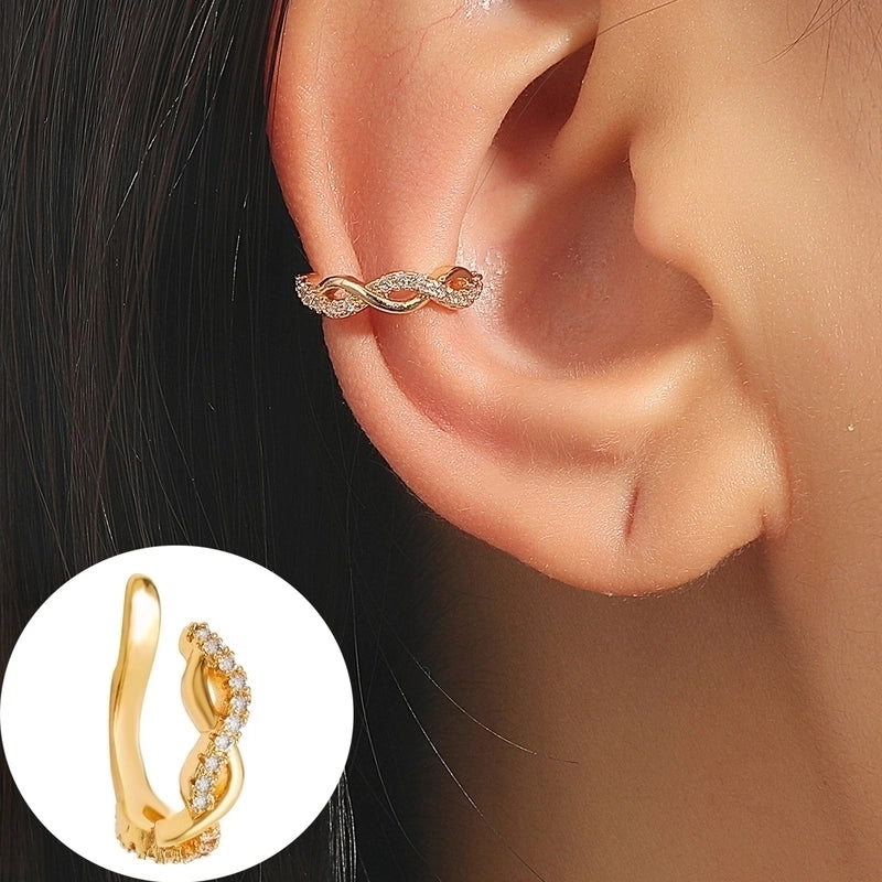 1 Piece Minimalist Commute Geometric Inlay Copper Zircon Ear Cuffs