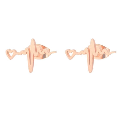 1 Pair Fashion Electrocardiogram 304 Stainless Steel 18K Gold Plated Ear Studs
