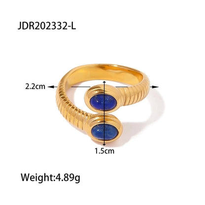 IG Style Geometric 304 Stainless Steel Artificial Pearls Zircon 18K Gold Plated Inlay Open Rings Rings