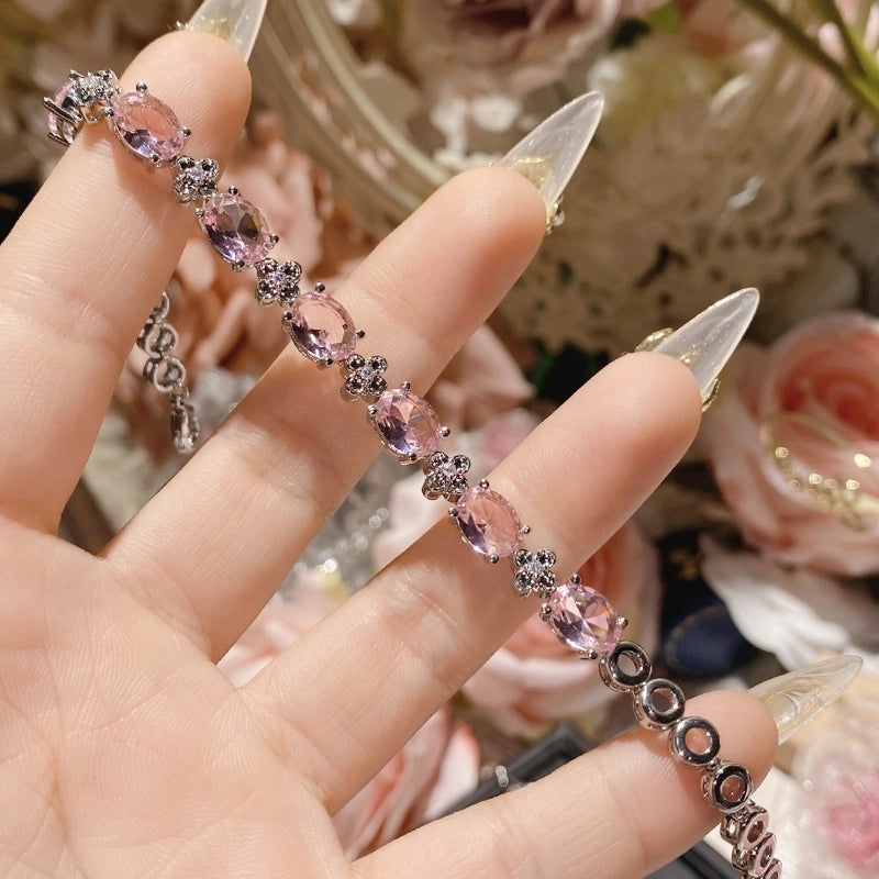 Copper Inlay Heart Shape Flower Bow Knot Zircon Bracelets