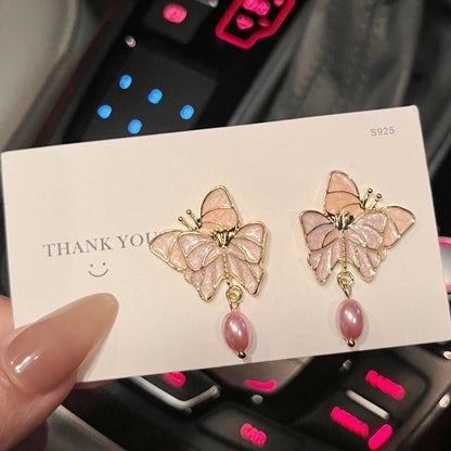 1 Pair Fashion Leaf Flower Bow Knot Imitation Pearl Alloy Rhinestones Earrings