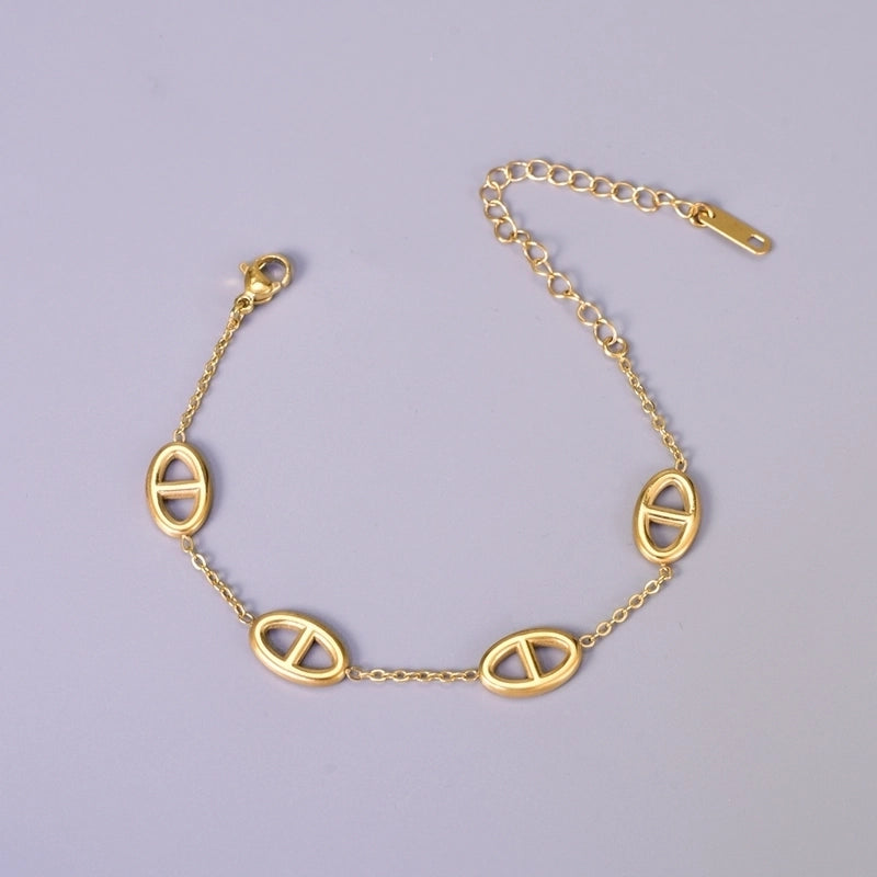 Basic Geometric Titanium Steel 18K Gold Plated Cable Chain Bracelets In Bulk